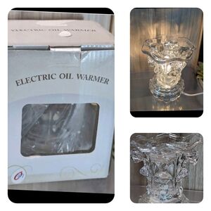 OBI Electric OIL WARMER Crystal Clear Glass Lighted Fragrance Diffuser NEW